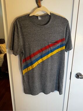 BDG Heather Gray Striped Pocket Tee M